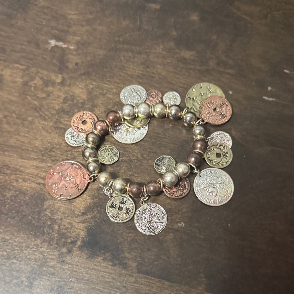 Coin Charm Bracelet in Gold and Silver